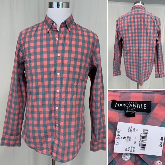 J.Crew Mercantile Flex Plaid Check Button Up Long Sleeve Shirt